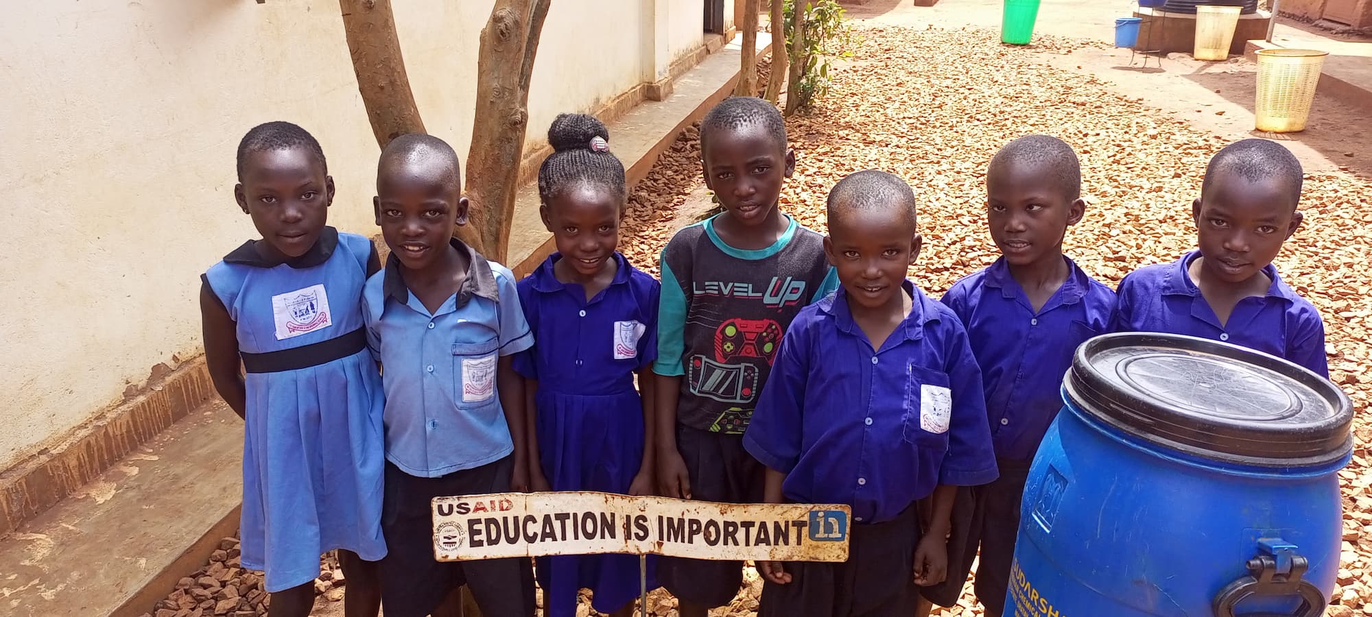 happy children at school in Uganda Africa